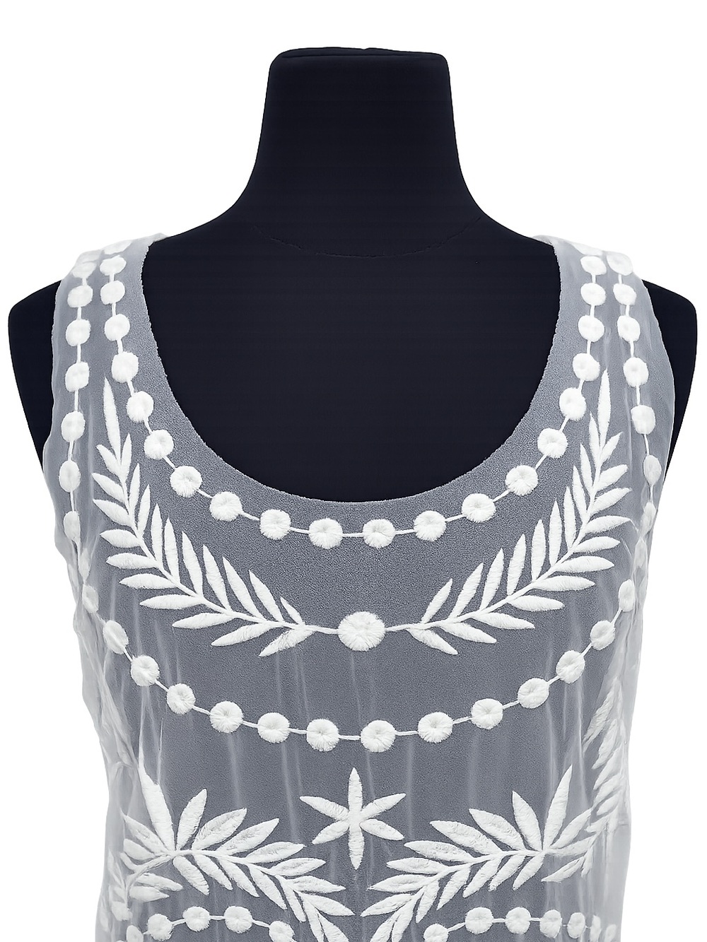 LC Lauren Conrad Coachella Sunrise Ivory Sheer Boho Embroidered Tank Top Size L - Picture 3 of 13